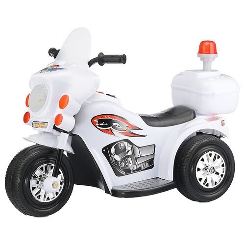 Детский Электромотоцикл, звук мотора, звук сирены, свет фар и лампочки R0002 (цвет белый) ROCKET