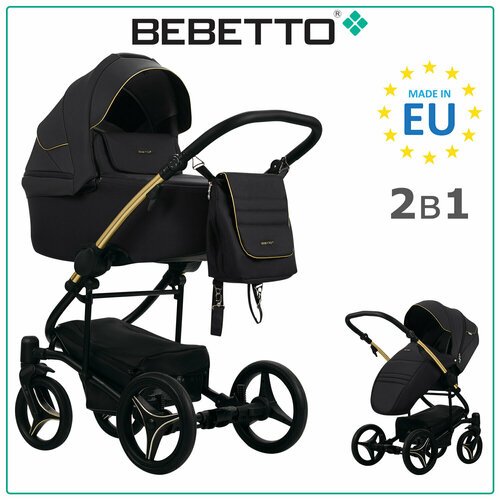 Универсальная коляска Bebetto Torino Si (2 в 1), черная, цвет шасси: золотистый