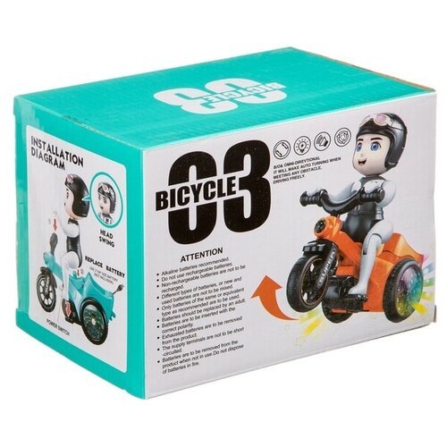 Игрушка 'Мотоциклист', на батарейках, движение, свет, звук, пластик (Б98215)