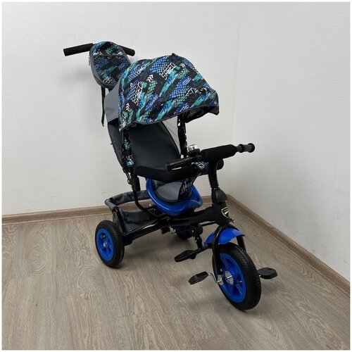 Велосипед детский трехколесный Vivat-1 принт (скорость синий)