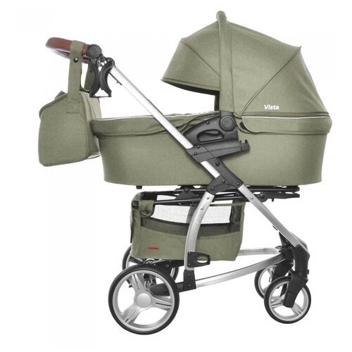 Универсальная коляска для двойни CARRELLO Vista CRL-6501 2 в 1, olive green, цвет шасси: серебристый