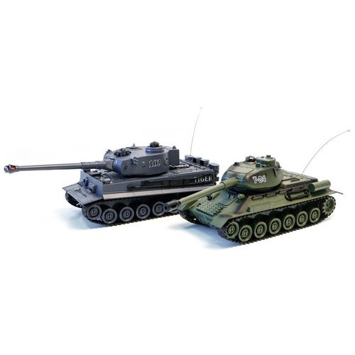 Набор техники Zegan Тигр 1 + T-34 (99824), 1:28, 25 см, серый/зеленый