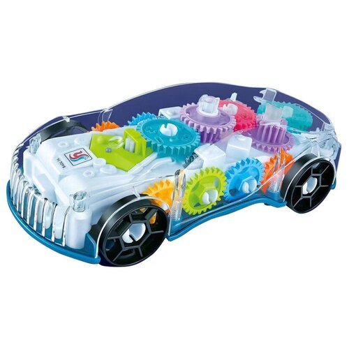 Прозрачная Машинка с шестеренками светящияся со звуком Gear Racing Интерактивная
