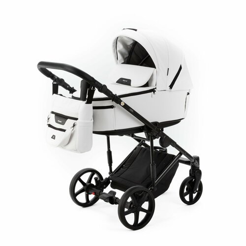 Универсальная детская коляска Adamex Zico NEW Deluxe ZN-SA1 2в1 (Белая экокожа)