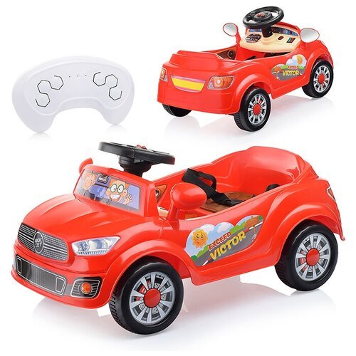 Детский электромобиль с пультом, свет фар, проигрывает музыкальные мелодии, сигнал клаксона, USB-разъём, AUX. ROCKET,1 мотор 20 ВТ, красный