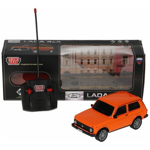 Машина на Радиоуправлении Технопарк LADA 4x4 18 см, свет фар, оранжевый LADA4X4 в коробке