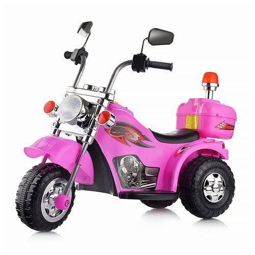 Электромотоцикл детский, звук мотора, звук сирены, свет фар. R0001 (цвет розовый)