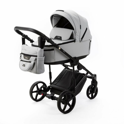Универсальная детская коляска Adamex Zico NEW Deluxe ZN-SA3 2в1 (Светло-серая экокожа)
