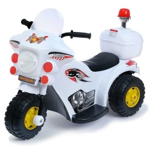 Детский электромобиль Мотоцикл шерифа , цвет белый