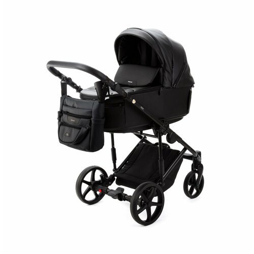 Универсальная детская коляска Adamex Zico NEW Deluxe ZN-SA2 2в1 (Черная экокожа)
